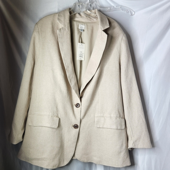 Women's Linen Blend Spring Blazer A New Day Natural Tan Size XXL - Picture 3 of 15